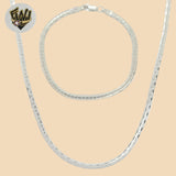 (2-66064) 925 Sterling Silver - 3mm Alternative Herringbone Set. - Fantasy World Jewelry