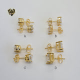 (1-1083) Gold Laminate - Zircon Stud Earrings - BGO - Fantasy World Jewelry