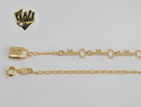 (1-0168) Gold Laminate - 2mm Link Anklet with Keys - 10" - BGF - Fantasy World Jewelry