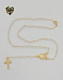 (1-3345) Gold Laminate - 4mm Guadalupe Virgin Rosary Necklace - 17" - BGO.