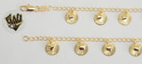 (1-0902) Gold Laminate - 3mm Open Link w/ Charms Bracelet - 7.5" - BGF - Fantasy World Jewelry