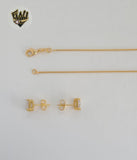 (1-6274) Laminado dorado - Juego de circonitas cuadradas con eslabones en caja - BGF