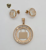 (4-9021) Stainless Steel - Rose Gold Circle Set. - Fantasy World Jewelry