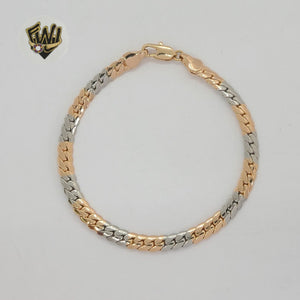 (1-0819) Gold Laminate - 5mm Two Tone Curb Link Bracelet - 7.5" - BGO