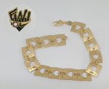 (1-0455) Gold Laminate Bracelet - 9mm Heart Link - 7" - BGF - Fantasy World Jewelry