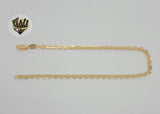 (1-0052) Gold Laminate - 3.5mm Heart Link Anklet - 10" - BGF - Fantasy World Jewelry