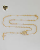 (1-3321) Gold Laminate - 2.5mm Miraculous Virgin Rosary Necklace - 18" - BGF