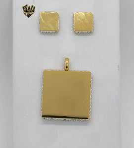 (4-9113) Stainless Steel - CZ Square Set. - Fantasy World Jewelry