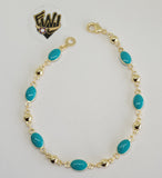 (1-60095) Gold Laminate -10mm Alternative Link Bracelet w/Beads- 8" - BGO - Fantasy World Jewelry