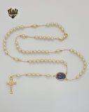 (1-3348) Laminado de oro - Collar Rosario de Perlas Divinas del Niño de 5 mm - 20" - BGO.