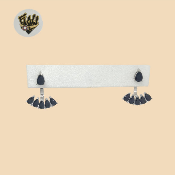 (2-3132) 925 Sterling Silver - Black Zircon Stud Earrings.