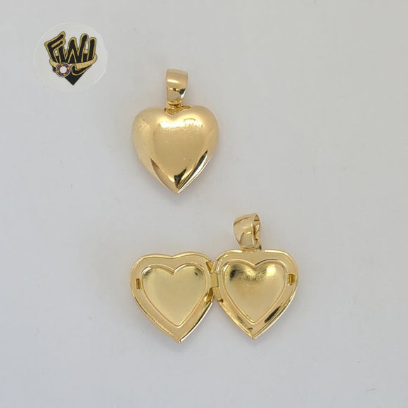 (1-2381-1) Laminado de oro - Colgantes de corazón con medallón abierto - BGF