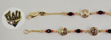 (1-0686) Gold Laminate Bracelet- Medals Azabache Bracelet-7.5"-BGF - Fantasy World Jewelry