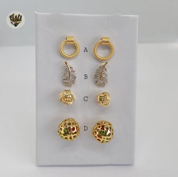 (1-1033) Gold Laminate Earrings - BGF - Fantasy World Jewelry