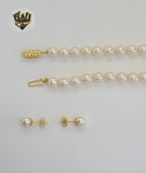 (MSET-16) Laminado de Oro - Conjunto de Perlas de Mallorca de 8 mm - BGF