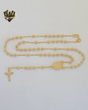 (1-3338) Laminado de oro - Collar Rosario Virgen de Guadalupe de 3 mm - 18" - BGF.