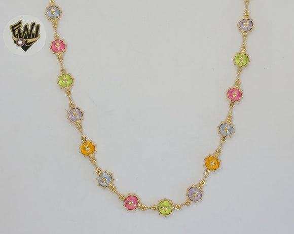 (1-1601) Gold Laminate - 8mm Multicolor Lady Bug Link Chain - BGF
