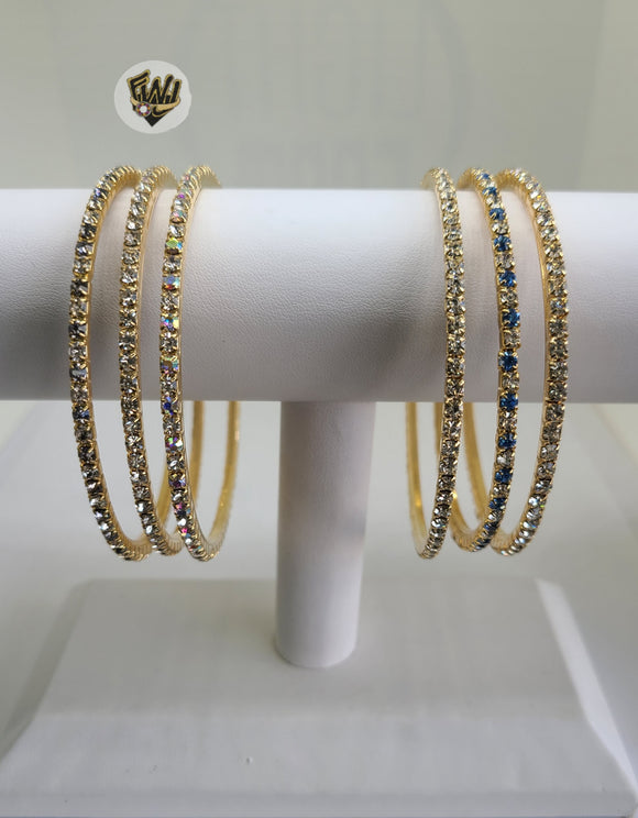 (1-4066) Gold Laminate - 3mm Crystals Bangles - BGO - Fantasy World Jewelry