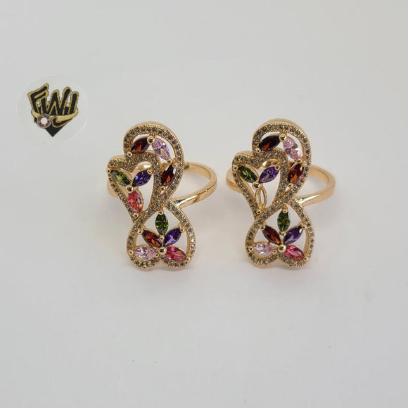 (1-3137-1) Gold Laminate - CZ Hearts Ring - BGO - Fantasy World Jewelry