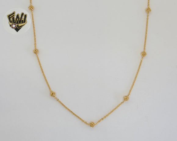 (1-1581) Laminado de oro - Cadena de eslabones Rolo con cuentas de 1,5 mm - BGF
