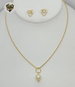 (1-6072) Gold Laminate - Heart Pearl Set - BGF