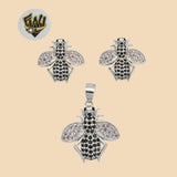 (2-6325) 925 Sterling Silver - Bee Zircon Set. - Fantasy World Jewelry