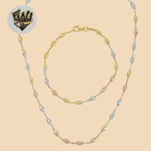 (2-66107) 925 Sterling Silver - 1mm Three Tones Balls Set. - Fantasy World Jewelry