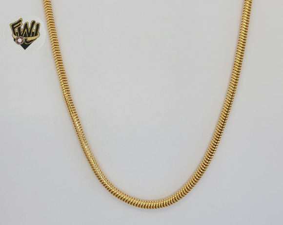 (1-1531) Laminado de oro - Cadena de eslabones de serpiente de 3 mm - BGF