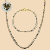 (2-66109) 925 Sterling Silver - 2mm Three Tones Set. - Fantasy World Jewelry