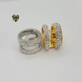 (4-0059) Stainless Steel - CZ Double Band Ring. - Fantasy World Jewelry