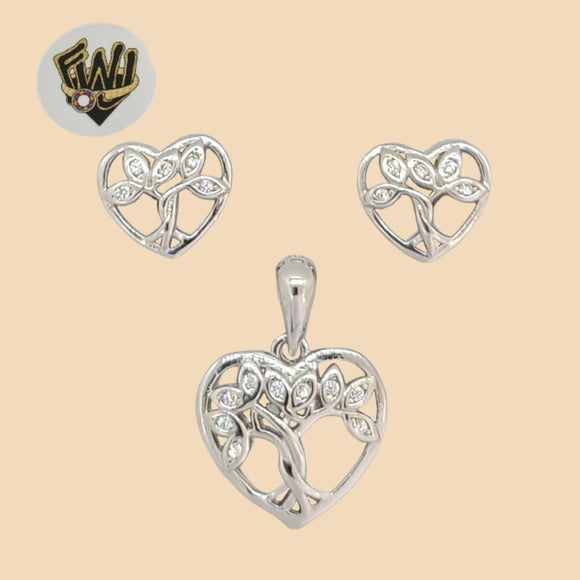 (2-6336) 925 Sterling Silver - Zircon Heart Set. - Fantasy World Jewelry