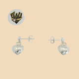 (2-3236) 925 Sterling Silver - Heart Dangle Earrings. - Fantasy World Jewelry