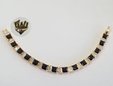 (1-60083) Gold Laminate -12.5mm Alternative Link Bracelet w/Crystals- 6.5" - BGO - Fantasy World Jewelry