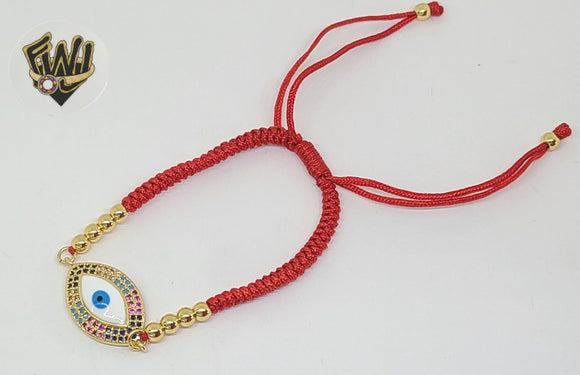 (1-60099) - Gold Plated Red String Bracelet (CZ Stone) - Fantasy World Jewelry