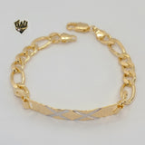 (1-0579) Gold Laminate - 8mm Figaro Bracelet - 7.5" - BGF - Fantasy World Jewelry