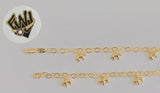 (1-0563) Gold Laminate Bracelet-4.5mm Link Bracelet w/Charms -7.5''-BGF - Fantasy World Jewelry