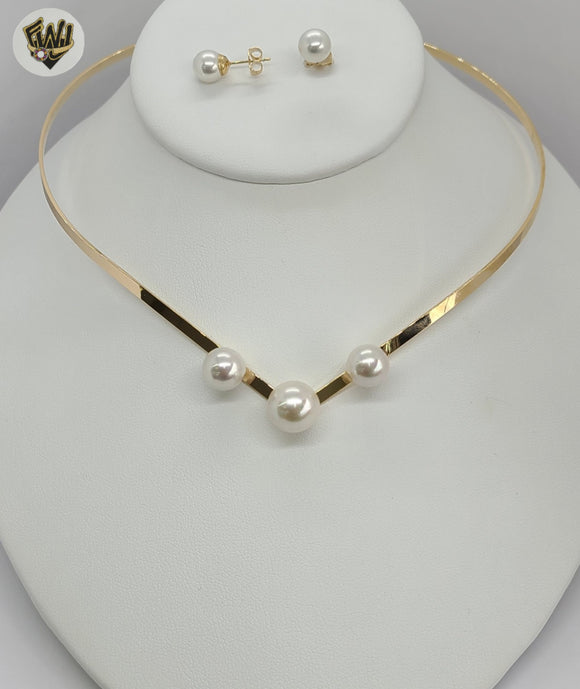 (1-6294) Gold Laminate - Pearls Set - BGO - Fantasy World Jewelry