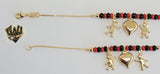(1-0988) Gold Laminate-1mm Box Link Kids Bracelet with Charms- 6" - BGF - Fantasy World Jewelry