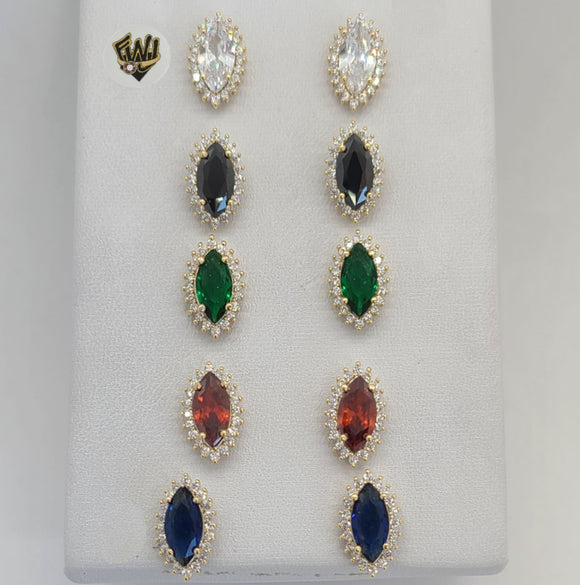 (1-1201-B) Gold Laminate - Zircon Stud Earrings - BGO - Fantasy World Jewelry