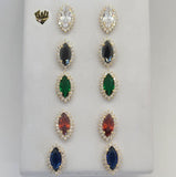 (1-1201-B) Gold Laminate - Zircon Stud Earrings - BGO - Fantasy World Jewelry