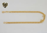 (1-0006) Gold Laminate - 4.5mm Double Curb Link Love Anklet - 10" - BGF