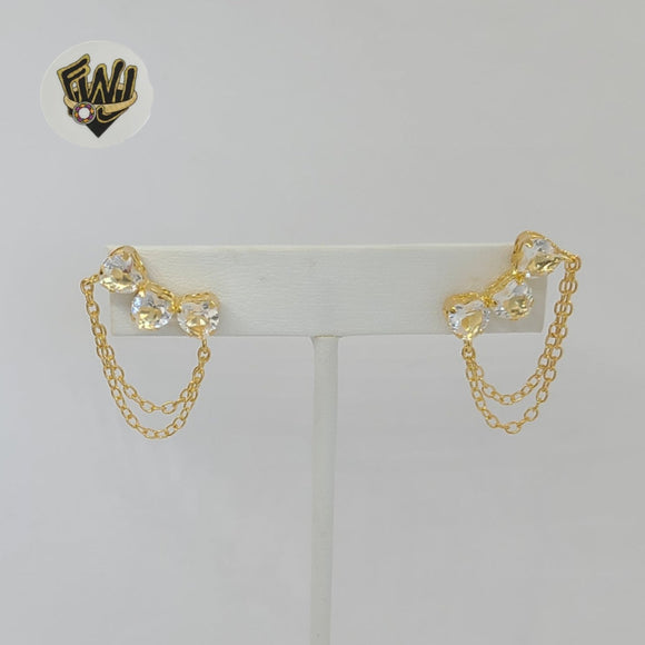 (1-1242-1) Gold Laminate - Zircon Heart Stud Earrings - BGF