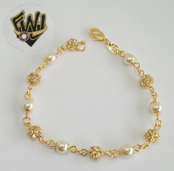 (1-0718) Gold Laminate-4mm Alternative Link Bracelet w/ Zircon- 7.5