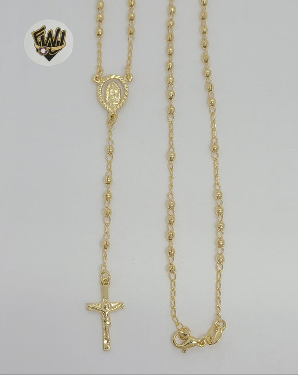 (1-3332) Gold Laminate - 3mm Beads Rosary Necklace - 18