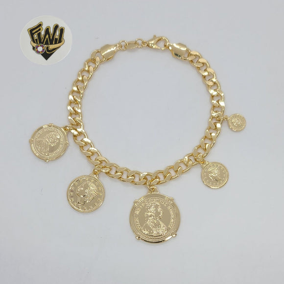 (1-0470) Gold Laminate - 6mm Curb Medals Bracelets - BGF - Fantasy World Jewelry