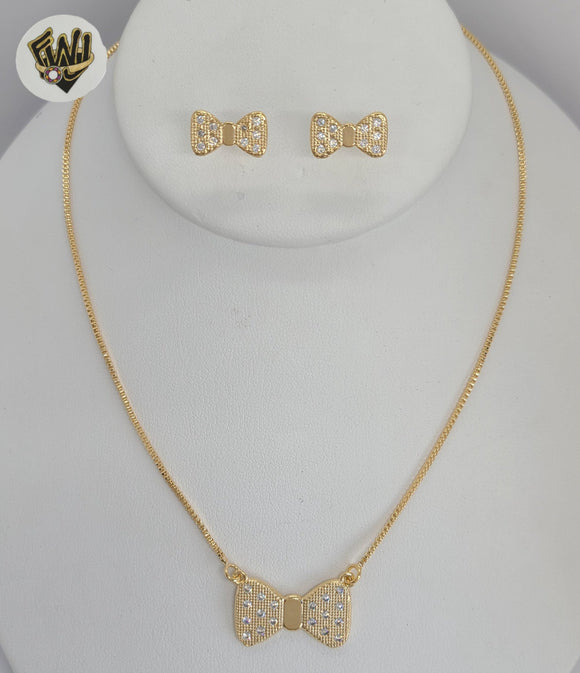 (1-6052) Gold Laminate - Box Link Bow Set - BGF