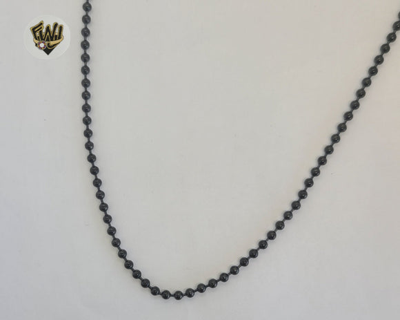 (4-3204) Stainless Steel - 3mm Black Balls Link Chain - 28