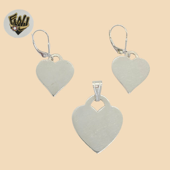 (2-6562) 925 Sterling Silver - Heart Set. - Fantasy World Jewelry