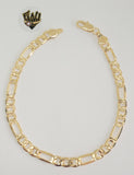 (1-60050) Gold Laminate - 5.5mm Figaro Link Men Bracelet- 8.5" - BGF - Fantasy World Jewelry