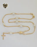 (1-3304-3) Gold Laminate - 2mm Miraculous Virgin Rosary Necklace - 18" - BGF.